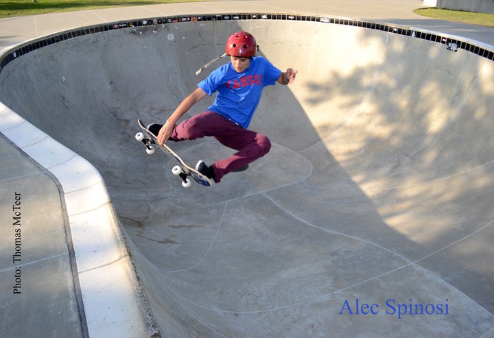 Alec Spinosi tweaks an ollie over the hip (photo by Thomas McTeer)